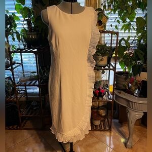 Glamour white Asymmetrical Ruffle Dress